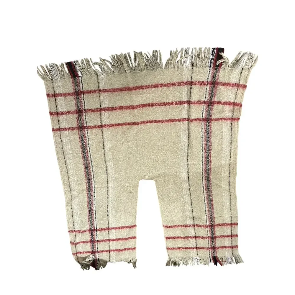 Love Stitch Nottingham Plaid Fringe Poncho Wrap (adorable & warm) - OS